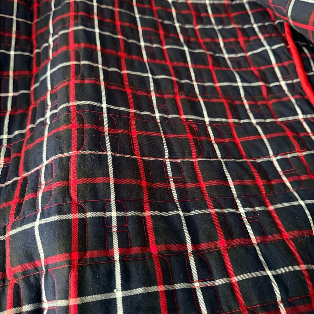 TOMMY HILFIGER Women’s Red Quilted Barn Jacket Black Corduroy Collar Sz 1X - Picture 6 of 8